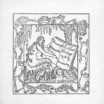 Ekslibris Zakładu Patologii ogólnej i doświadczalnej Uniwersytetu Warszawskiego, S. Dąbrowski, Warszawa 1918; papier; litografia; MHM WUM/1081